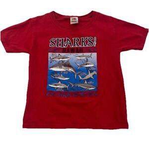 Fruit of the Loom HD Red Cotton Sharks of Hawaii Red Graphic T Shirt‎ Kids Sz XS